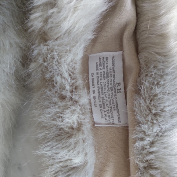 Restoration Hardware Luxe Faux Fur Scarf Grey Cream - Picture 7 of 8